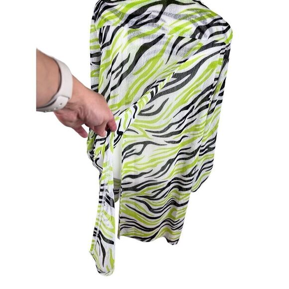 NWT Multiples Going Green Sheer Open Front Zebra Cardigan Large - Picture 4 of 12